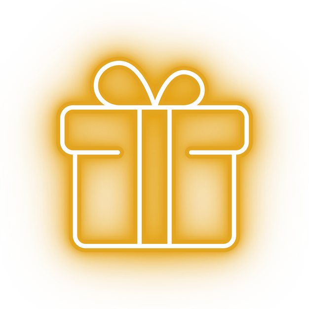 Neon yellow gift box icon